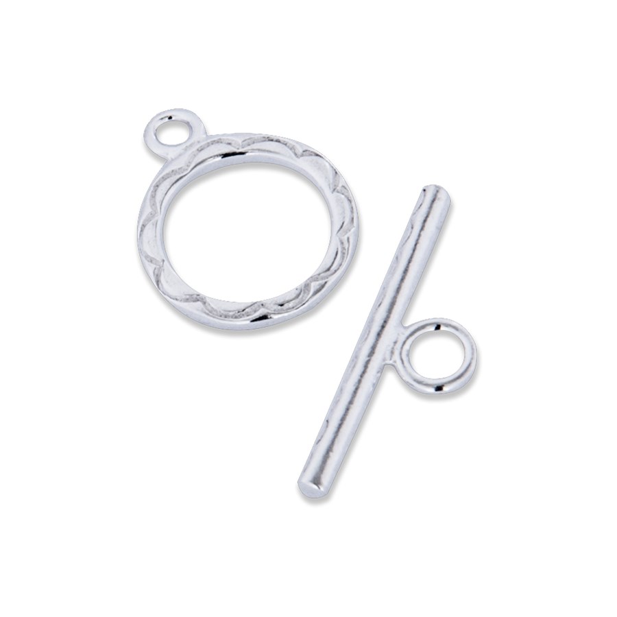 Immagine di Verschluss Toggle mit Muster 13mm(3Stk), Silber 925