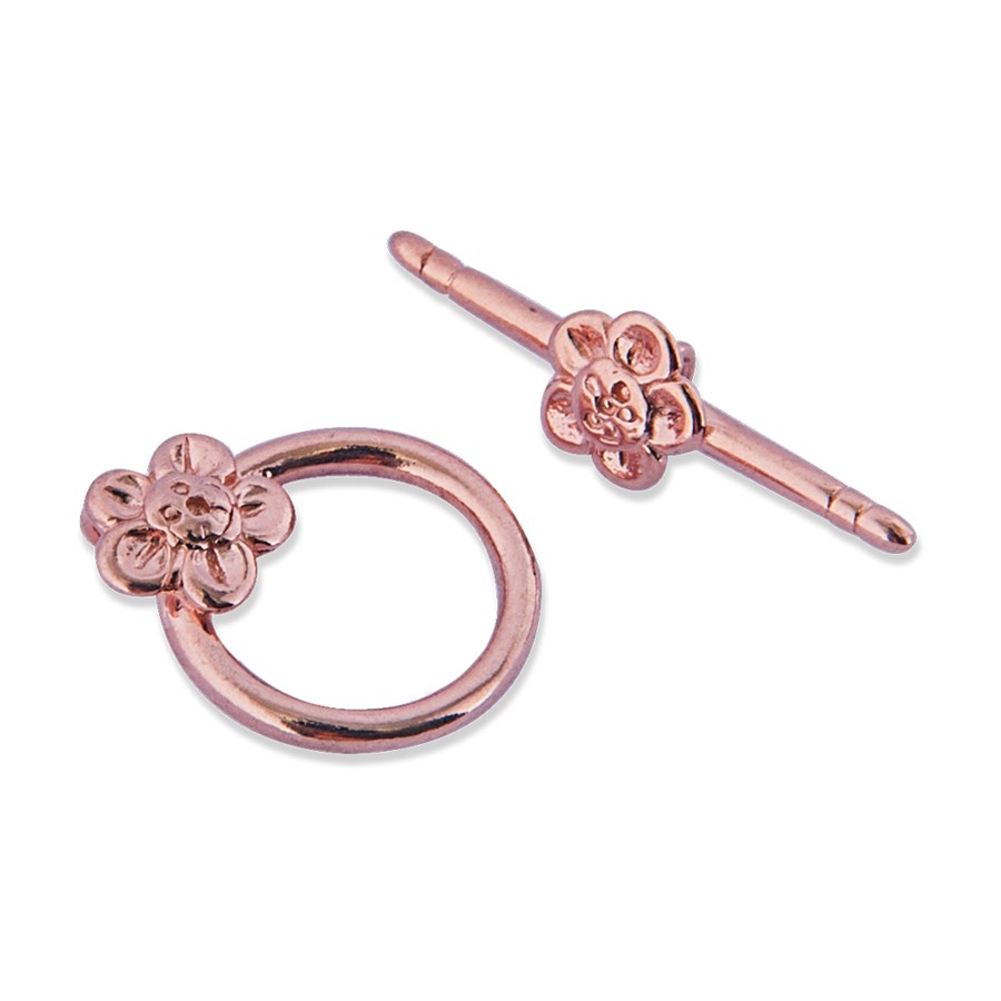 Image de Verschluss Toggle 15mm mit Blume, Silber Roségold